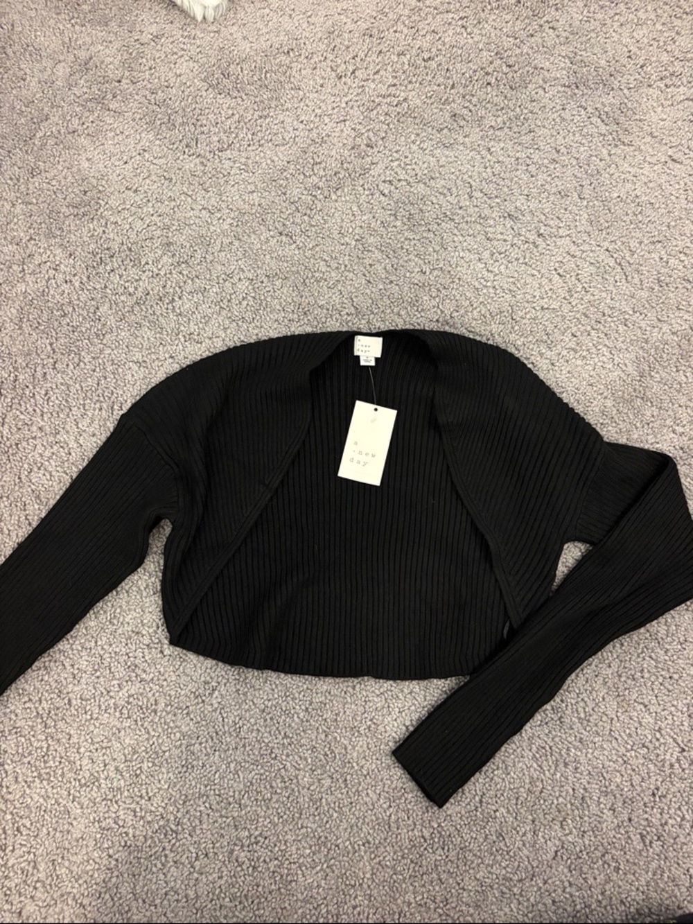 a new day Black Ribbed Cropped Open-Front Bolero Shrug
